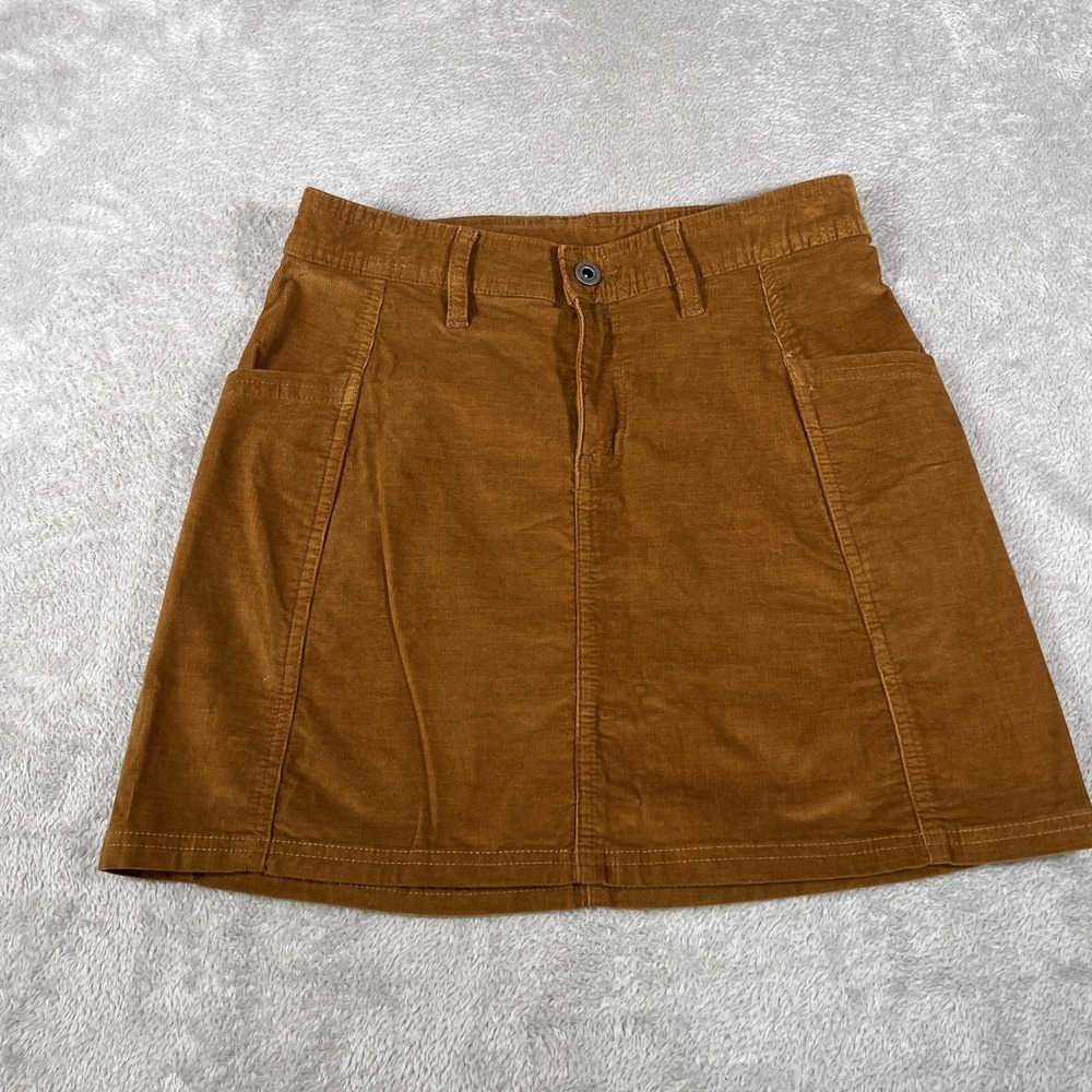 Kuhl Lydia Cord Skirt Womens 4 Brown A-Line Stretch Pockets Casual Fall 6439